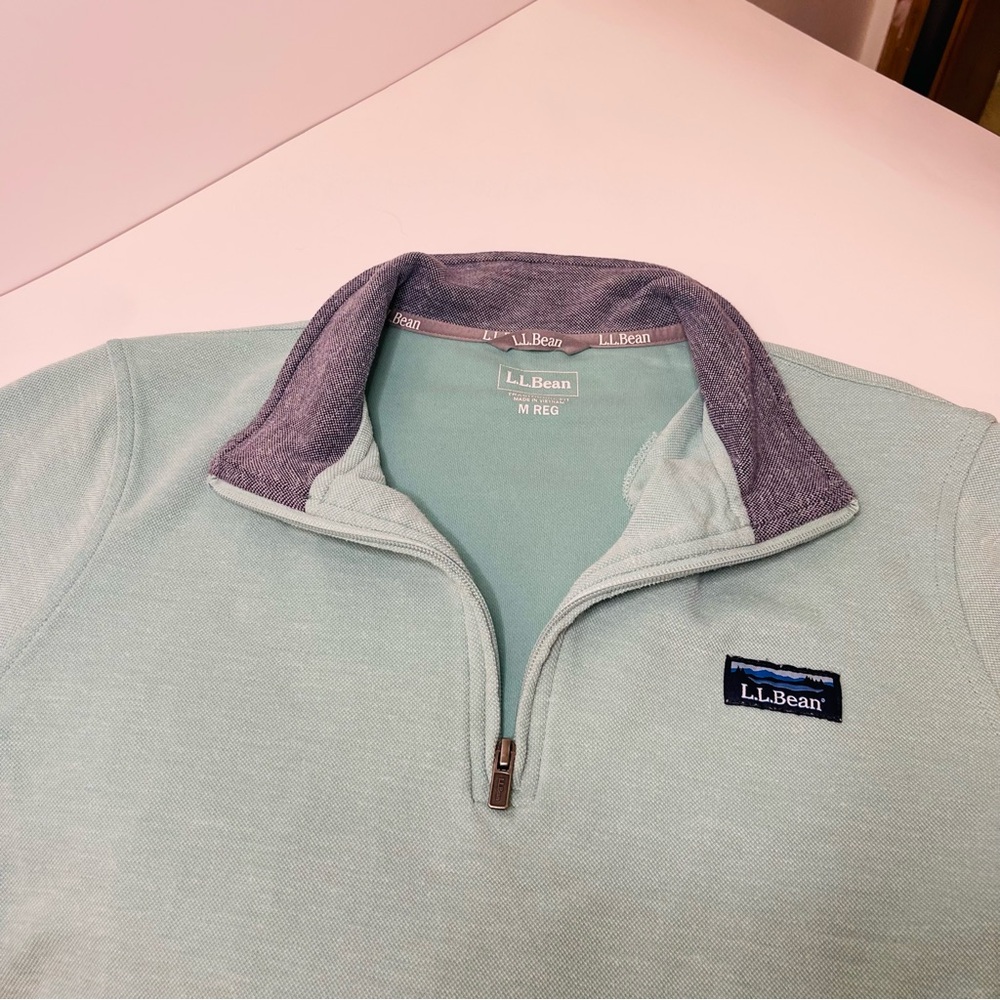 L.L. Bean Men's Comfort Stretch Piqué Quarter Zip Pullover, Long-Sleeve - Picture 3 of 6